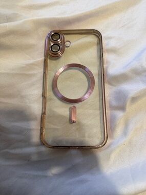 iPhone 16 Plus TPU Phone Case with Rose Gold MagSafe and Camera Trim